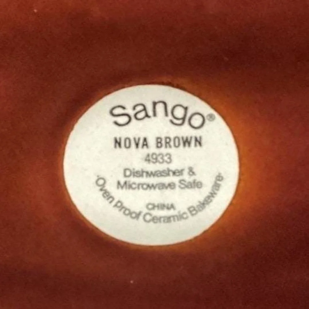 Sango Nova Brown Ribbed Casserole Dish #4933, Vintage Stoneware Bowl,‎ Tableware